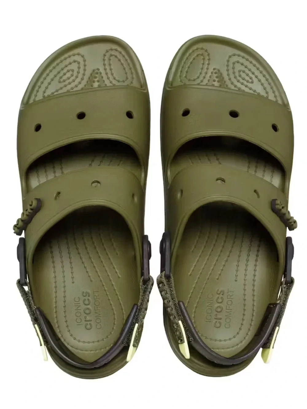 CROCS All Terrain Mens Sandals Olive Green Adjustable Heel Straps Size 11 207711